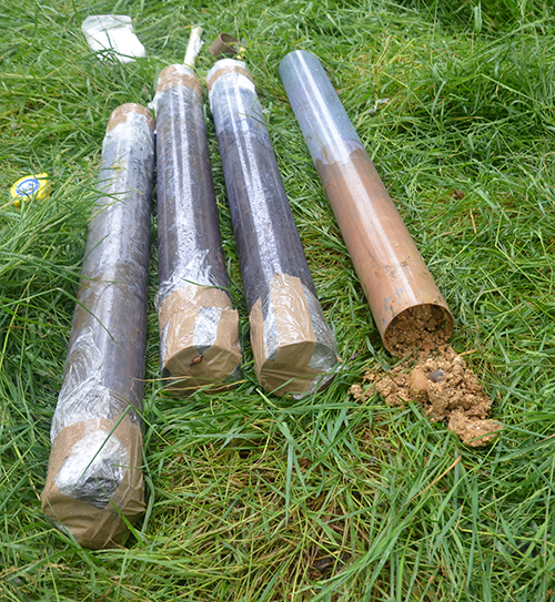 4 plastic tubes with soil inside